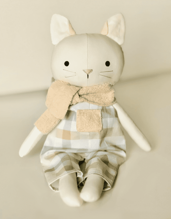 Gato de Pano para meninos feito à mão 38 cm